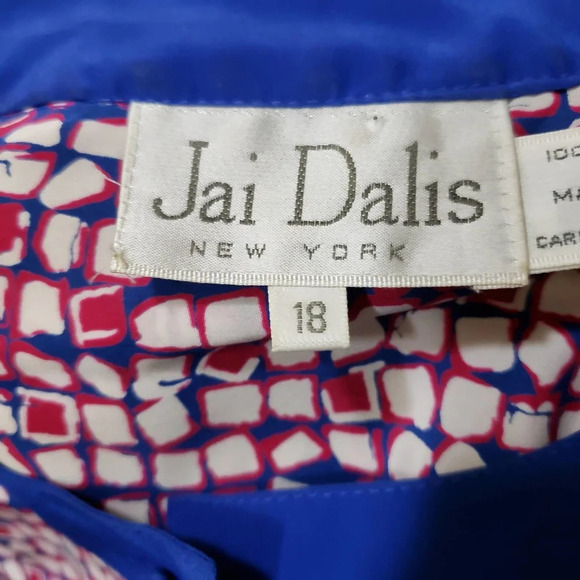 Vintage Blouse Button Down Red White & Blue by Jai Dalis New York Size 18 - Picture 8 of 8